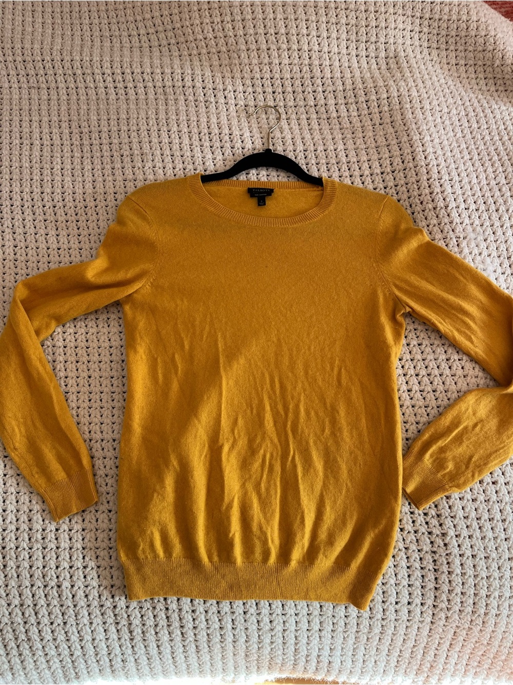 Women’s 💯 Cashmere Mustard Crewneck Sweater, Size Small